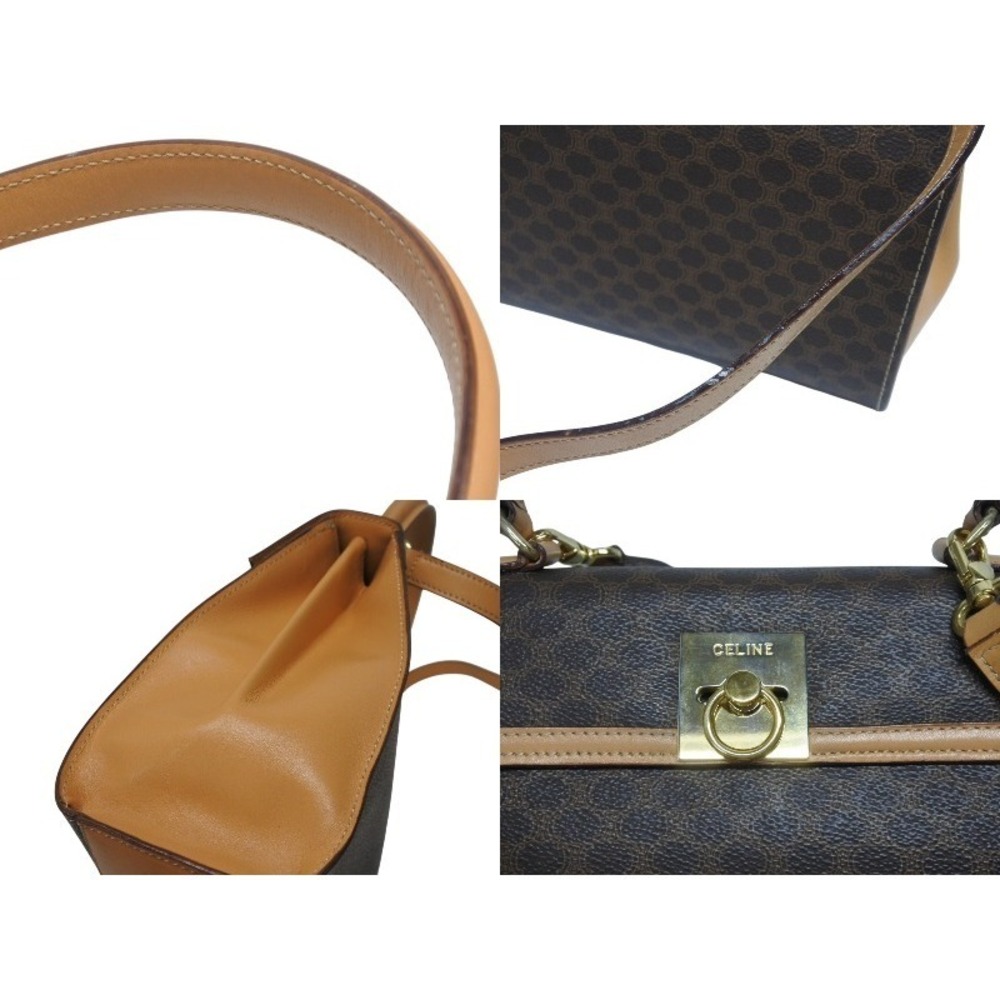 CELINE Handbag Shoulder Bag Macadam Leather Brown - Picture 6 of 10